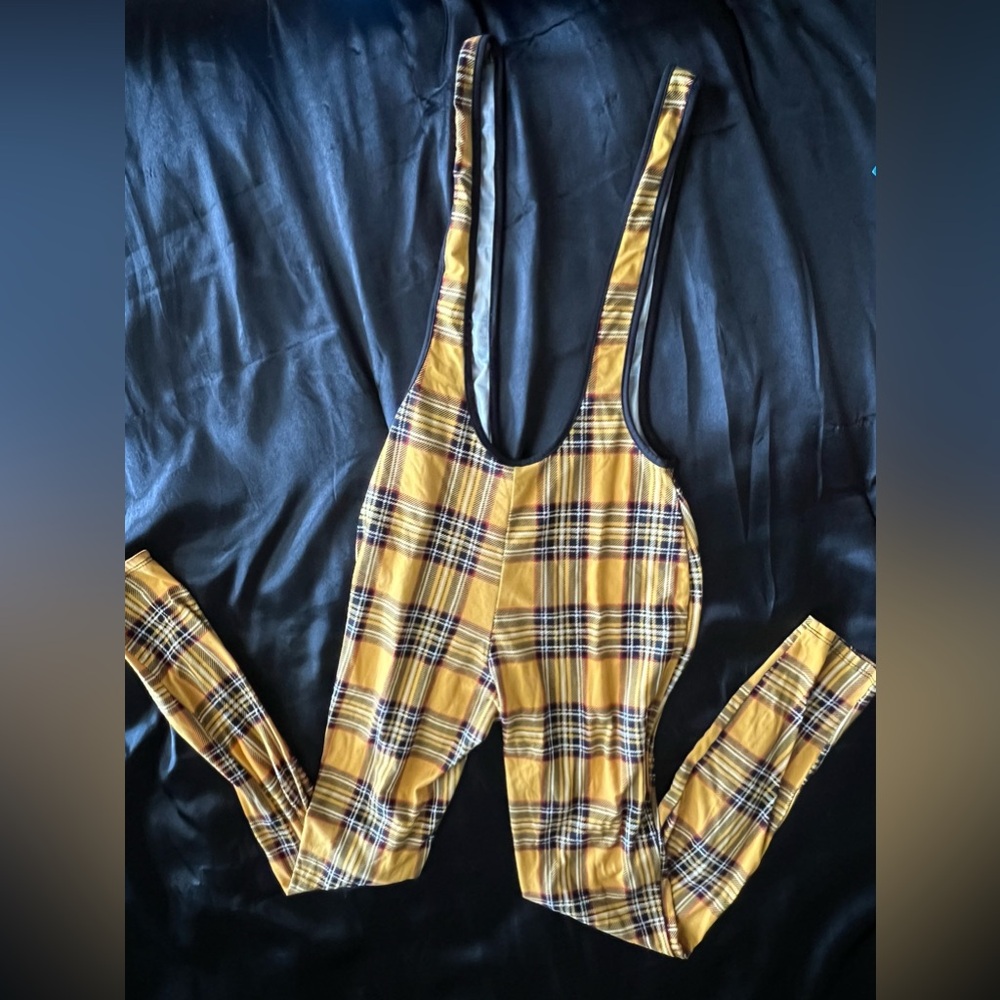 Yellow/ black overall jumpsuit